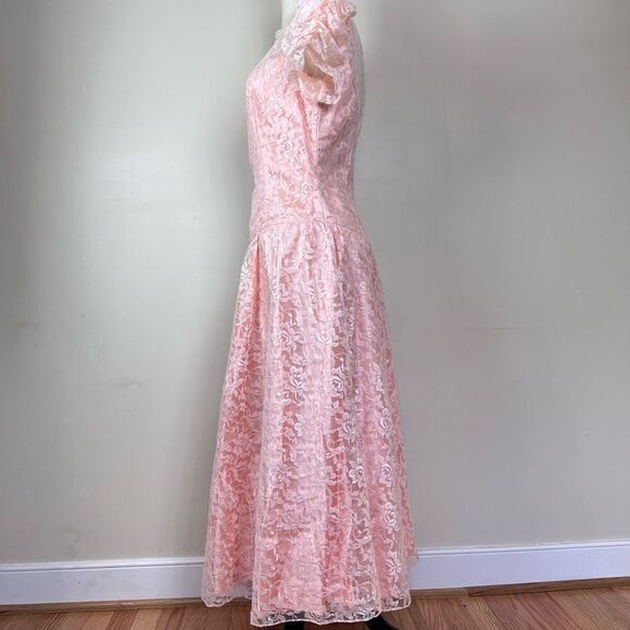 Vintage Victorian Lace Prom Dress - Picture 3 of 4